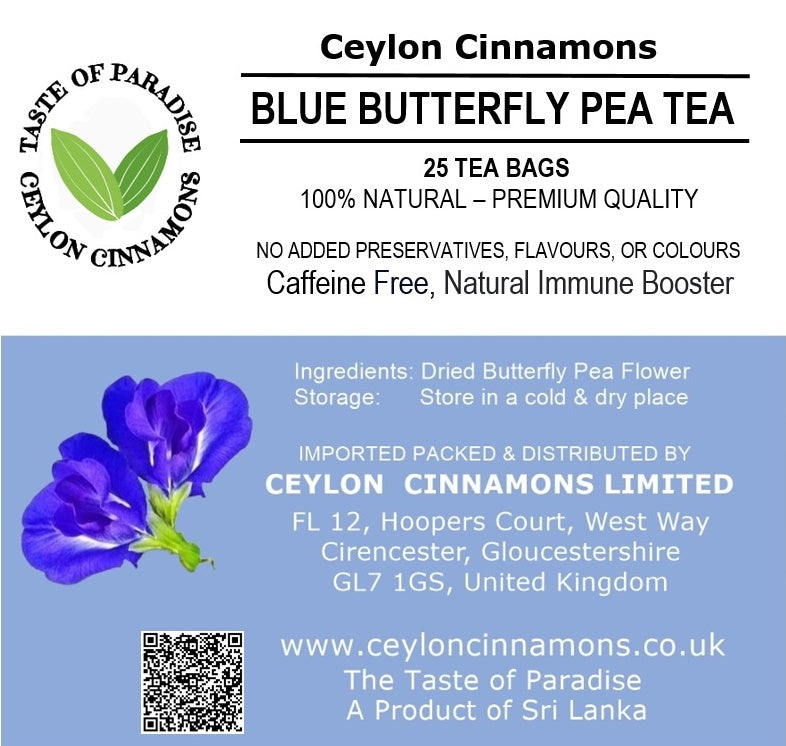 Blue Butterfly Pea Flower Tea, Herbal Tea, Pack of 25 Tea Bags, (70g) 100% Natural Primum Quality, UK Seller