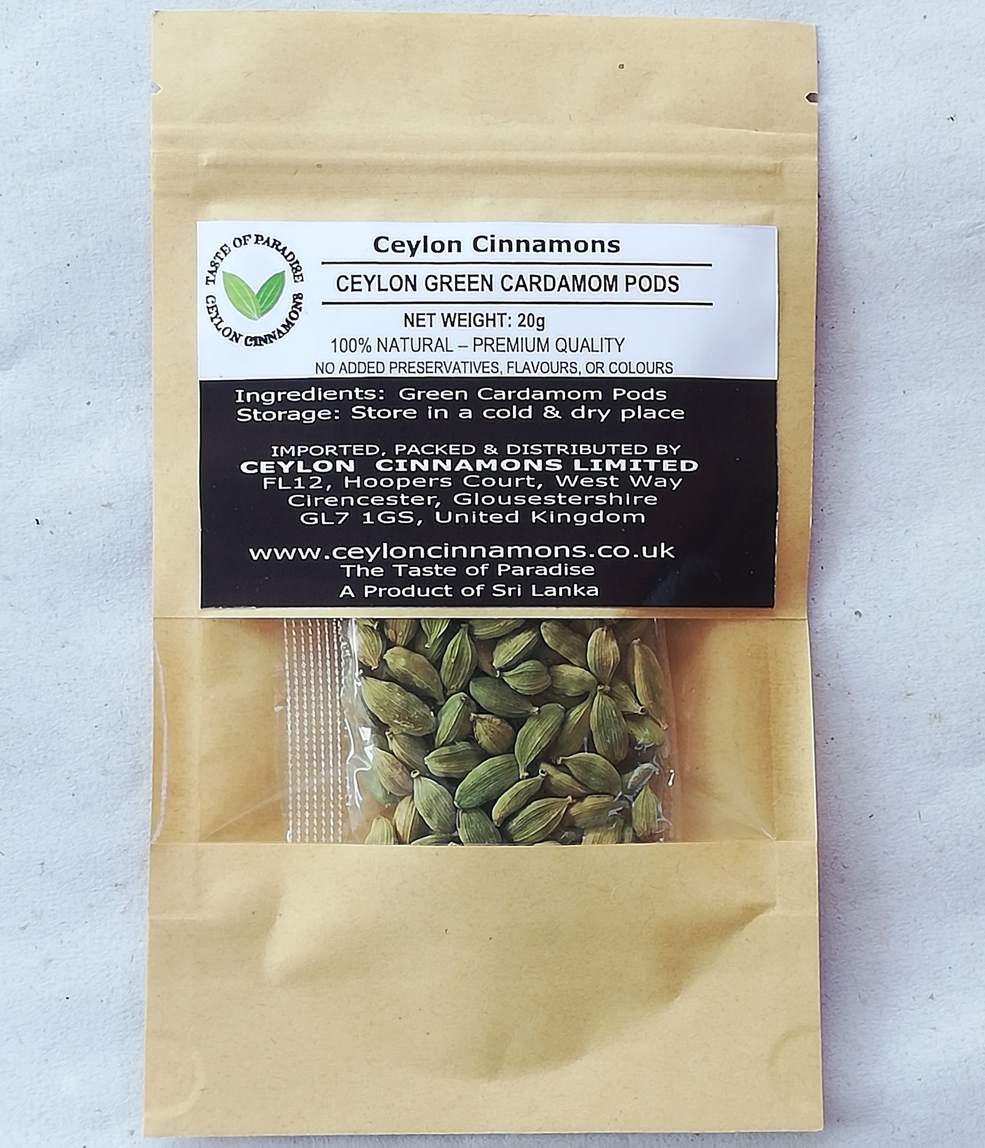 Cardamom Pods 20g (0.7oz)-Ceylon Green - 100% Natural, Premium Grade, UK Seller