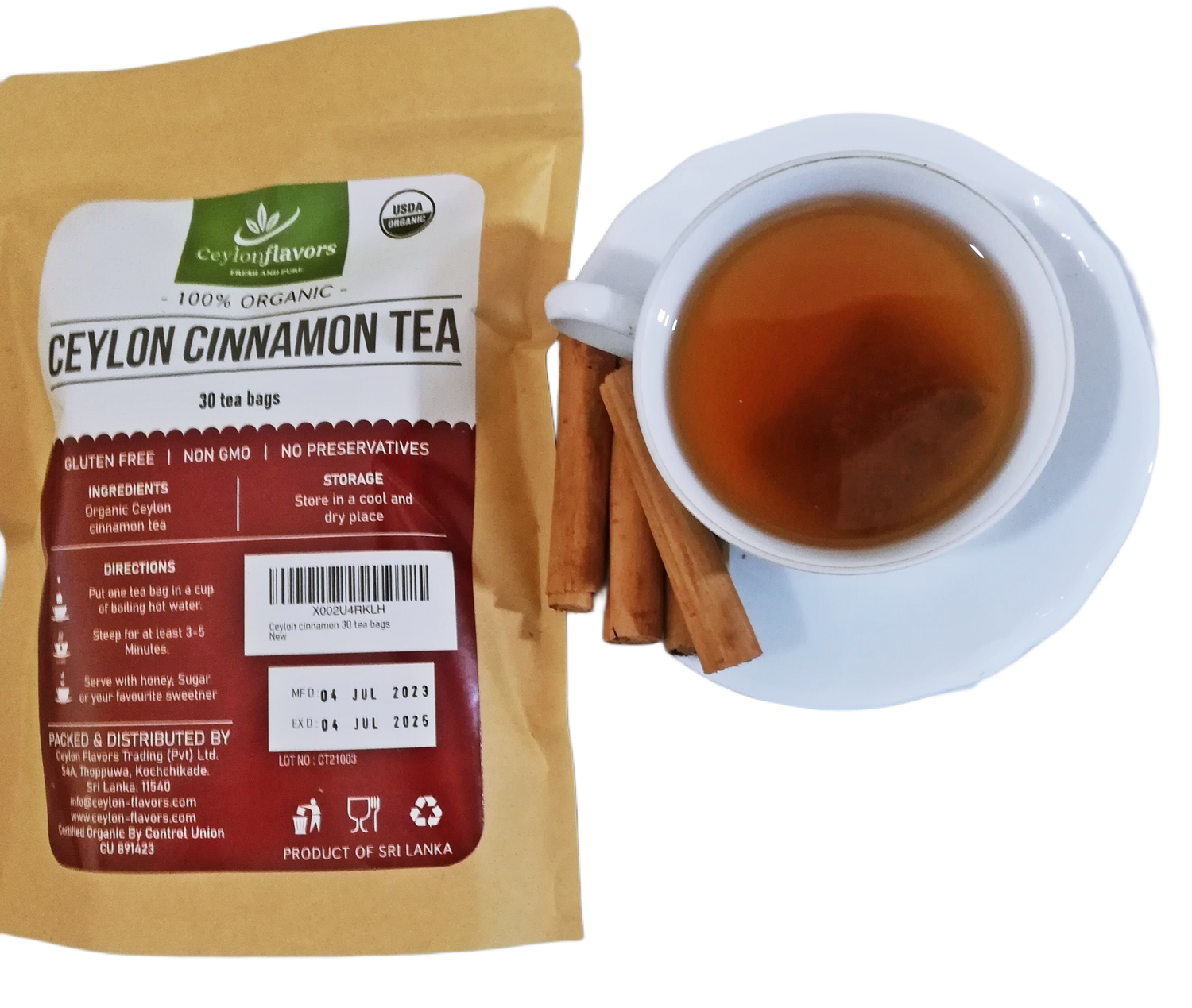 Ceylon Cinnamon Tea, pack of 30 tea bags, 150g, 100% Organic, USDA Certified, Premium Grade, UK Seller