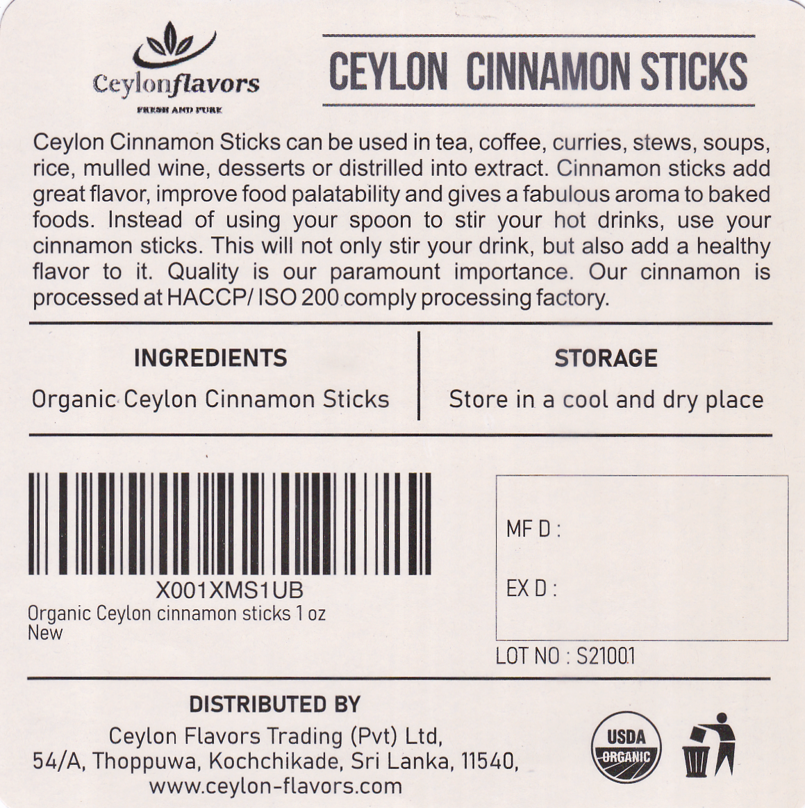 Ceylon Cinnamon Sticks - 3" fine cut, 100g (3.5oz) - C5 Premium Special Grade - Pure/True Cinnamon - USDA Certified 100% Organic