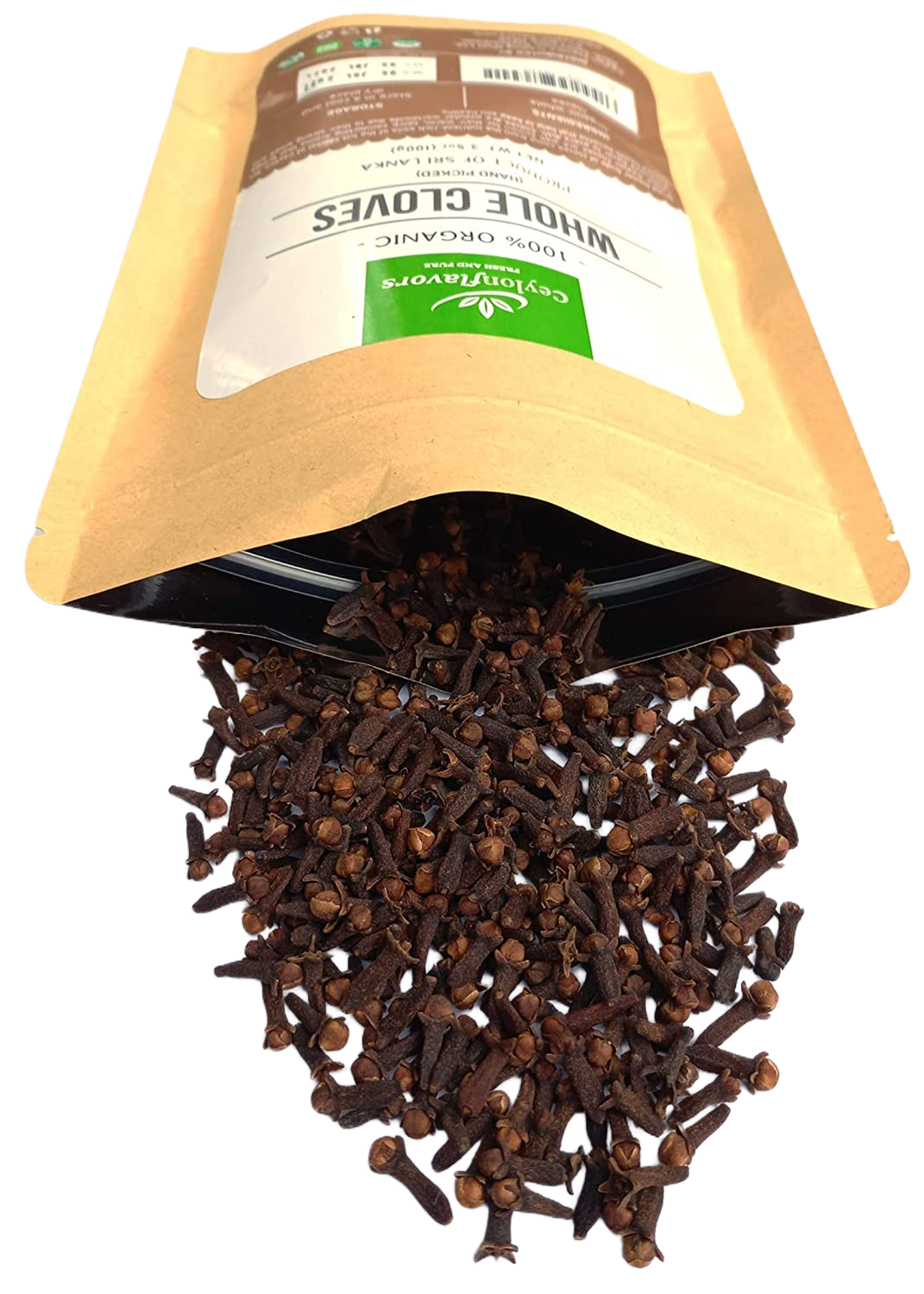 Cloves Whole | 100g | 3.5oz | Premium Quality | 100% Organic | Sun Dried | Hand Picked | Product of Ceylon | Gluten Free | Non GMO | No Additives | No Preservatives |