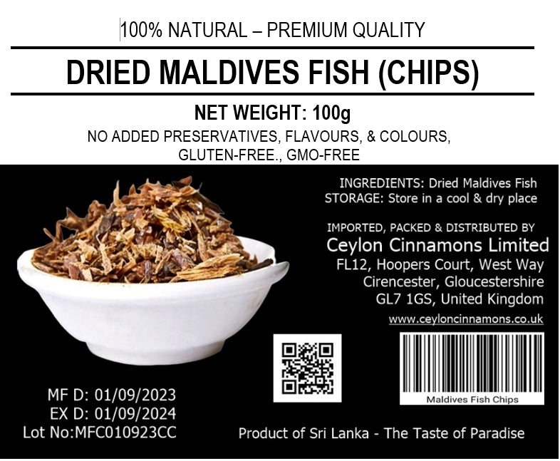 Maldive Fish Smoked Chips, 100g, Premium Quality Dried Tuna Fish Flakes