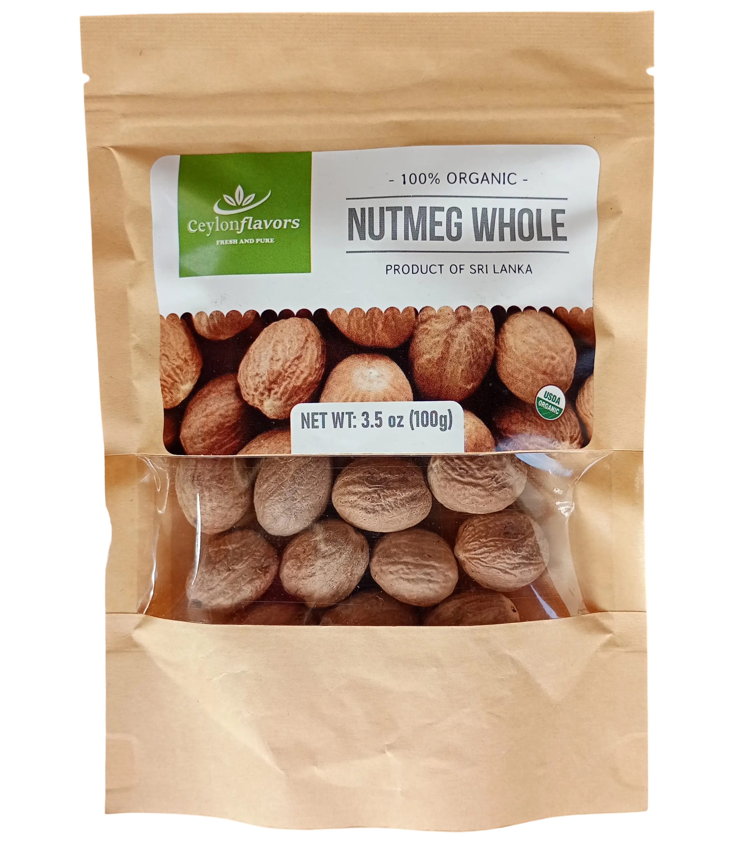 Nutmeg Whole Seeds, 100g (3.5oz), USDA Certified 100% Organic, Premium Grade, UK Seller