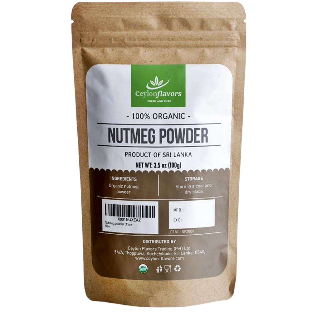 Nutmeg Ground Powder - 100g (3.5oz), USDA Certified 100% Organic, Premium Grade, UK Seller