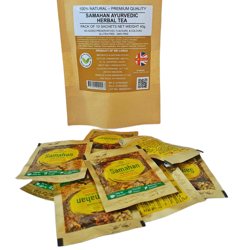 100 Link Samahan Ayurvedic Herbal Tea Packets Sri Lankan, Samahan Tea 