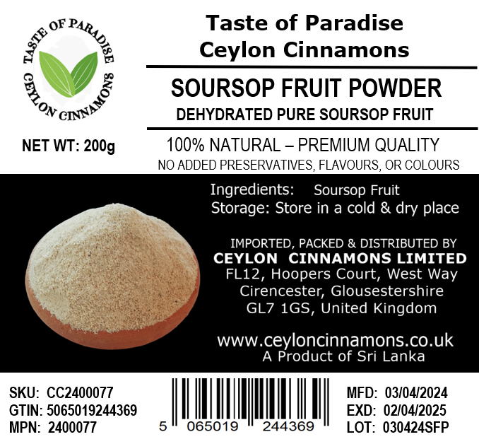 Soursop Fruit Powder, 200g, in Resealable Pouch, Dehydrated 100% Pure & Natural, Grade A Healthy Tasty Fruit Powder (Copy)