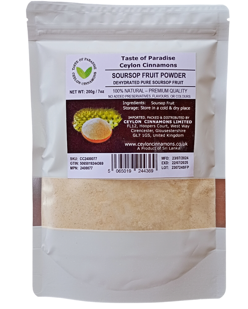 Soursop Fruit Powder, 100g, in Resealable Pouch, Dehydrated 100% Pure & Natural, Grade A Healthy Tasty Fruit Powder