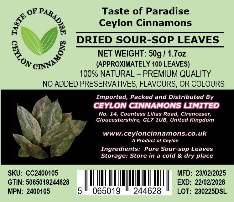 Soursop Leaves, 50g,  Approximately Dried 100 Leaves, Boost Immune System, Promotes Healthy Skin, Premium Grade