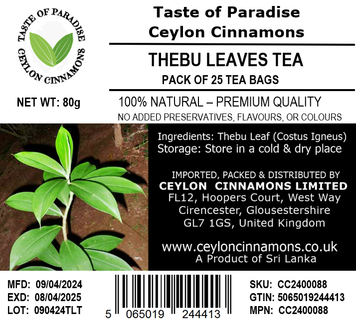 Tebu Leaf Tea, 25 Tea Bags, 100% Pure & Natural Herbal Tea, Dehydrated Ayurvedic Suppr Food