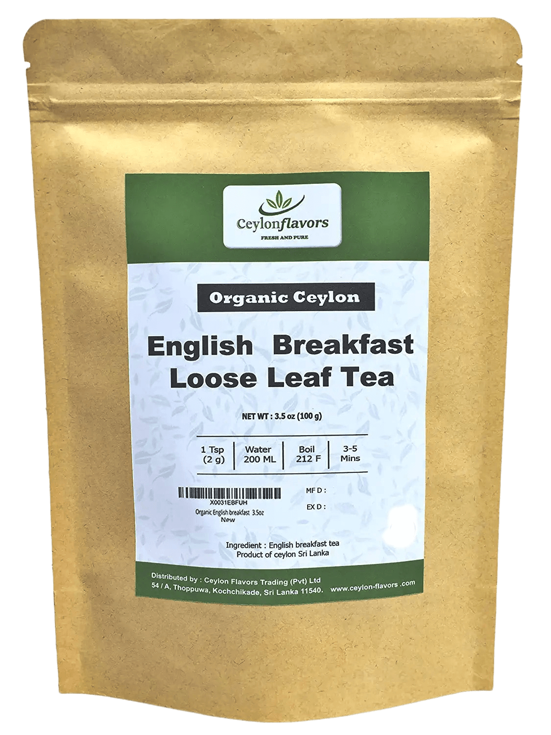 Organic English Breakfast Black Tea (Loose Leaf Tea) 100g (3.5 oz) Premium quality, Pure Ceylon Tea Beverages & Tobacco > Food Items > Seasonings & Spices by Ceylon Cinnamons Available at www.ceylon cinnamons.co.uk