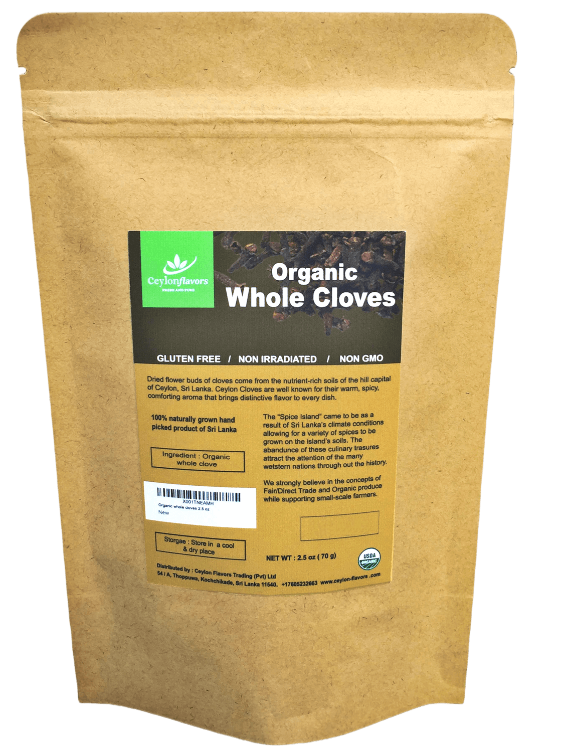 Organic Cloves Whole 70g (2.5oz) - Organic, Premium Grade (Hand picked) Beverages & Tobacco > Food Items > Seasonings & Spices by Ceylon Cinnamons Available at www.ceylon cinnamons.co.uk